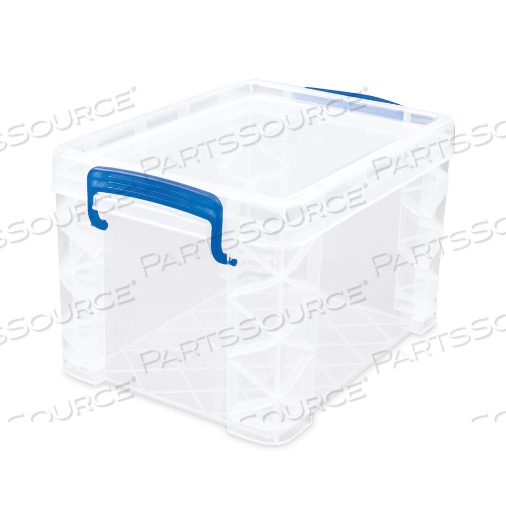 SUPER STACKER LIFT-OFF LID STORAGE TOTE, 7.25" X 10.88" X 6.38", TRANSPARENT/BLUE by Advantus