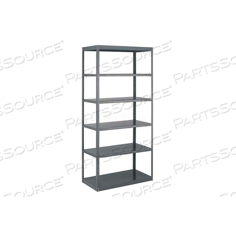 OFFSET STURDI-FRAME OPEN SHELVING UNIT 48"W X 18"D X 75"H, 6 SHELVES, 18 GA., DARK GRAY 