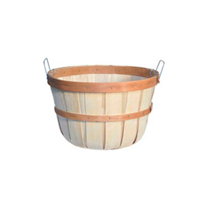1/2 BUSHEL ROUND BOTTOM WOOD BASKET WITH TWO METAL HANDLES 12 PC - NATURAL by Texas Basket Co.