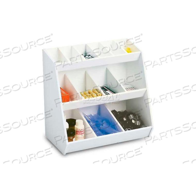 WHITE LAB STORAGE BIN STATION WITH 13 FIXED COMPARTMENTS, 12"W X 7"D X 12"H by TrippNT, Inc