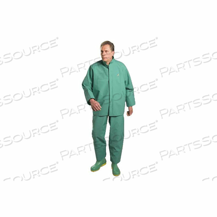 CHEMTEX GREEN JACKET W/HOOD SNAPS, PVC ON POLYESTER, L by Dunlop