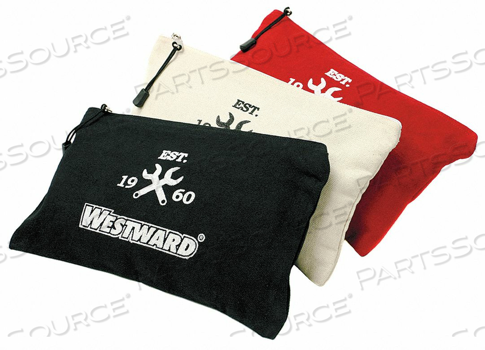TOOL BAG SET, BAG STYLE FLAT ZIPPERED TOOL BAGS, MATERIAL CANVAS, CLOSURE TYPE ZIPPER, NUMBER OF BAGS 3, OVERALL HEIGHT 7 IN, OVERALL DEPTH by Westward TOOL BAG SET, BAG STYLE FLAT ZIPPERED TOOL BAGS, MATERIAL CANVAS, CLOSURE TYPE ZIPPER, NUMBER OF BAGS 3, OVERALL HEIGHT 7 IN, OVERALL DEPTH by Westward