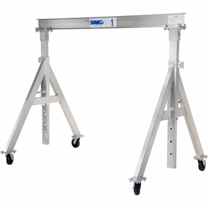 ADJUSTABLE HEIGHT ALUMINUM GANTRY CRANE, 12'W X 8'-3"-10'-9"H, 2000 LB. CAPACITY by Spanco