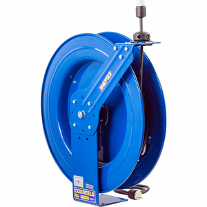 SAFETY SERIES SPRING REWIND POWER CORD REEL: SINGLE RECEPT 100' CORD 16 AWG by Coxreels