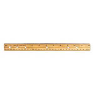 BEVELED WOOD RULER W/SINGLE METAL EDGE, 3-HOLE PUNCHED, STANDARD/METRIC, 12" LONG, NATURAL, 36/BOX by Charles Leonard