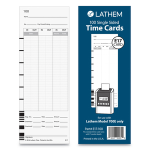 TIME CLOCK CARDS FOR LATHEM TIME 700E, ONE SIDE, 3.5 X 9, 100/PACK by Lathem Time