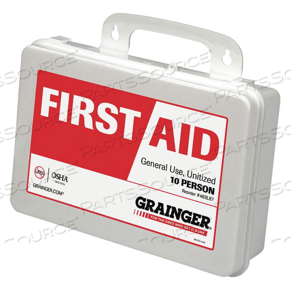 FIRST AID KIT AND HOUSING, INDUSTRIAL, 10 PEOPLE SERVED, 79 COMPONENTS, PLASTIC by Approved Vendor FIRST AID KIT AND HOUSING, INDUSTRIAL, 10 PEOPLE SERVED, 79 COMPONENTS, PLASTIC by Approved Vendor