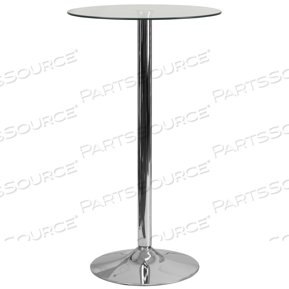 FREDRICK 23.75'' ROUND GLASS TABLE WITH 41.75''H CHROME BASE by Flash Furniture FREDRICK 23.75'' ROUND GLASS TABLE WITH 41.75''H CHROME BASE by Flash Furniture