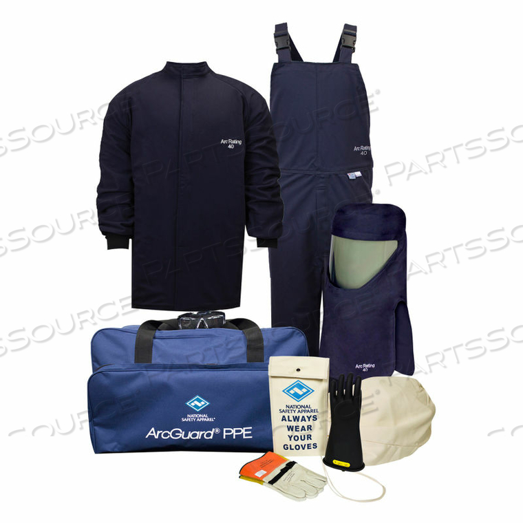 ARCGUARD 40 CAL COMPLIANCE ARC FLASH KIT W/ SHORT COAT & BIB OVERALL, XL, SZ 10 by National Safety Apparel