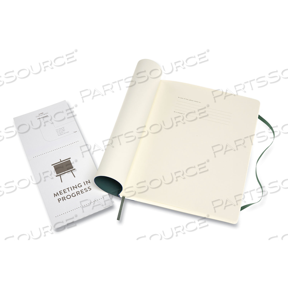 PROFESSIONAL NOTEBOOK, SOFT COVER, 1 SUBJECT, NARROW RULE, FOREST GREEN COVER, 9.75 X 7.5, 192 SHEETS 