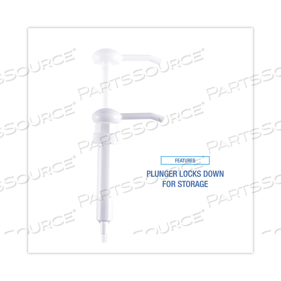 SIPHON PUMP, 1 OZ/PUMP, FOR 1 GAL BOTTLES, PLASTIC, 12" TUBE, WHITE by Boardwalk