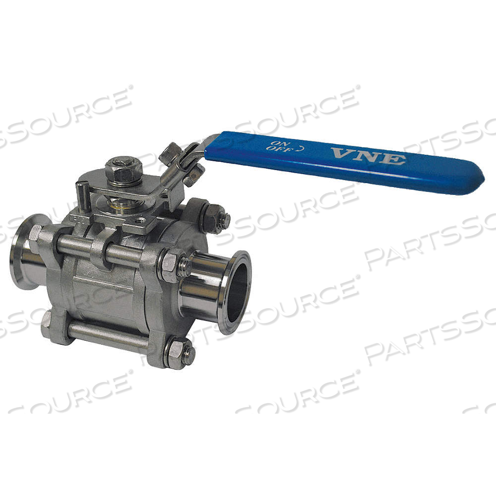 MANUAL TWO-WAY BALL VALVE, 3/4 IN, 316 STAINLESS STEEL, STRAIGHT, CLAMP X CLAMP by Approved Vendor