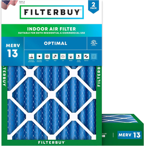 PLEATED HVAC FURNACE AIR FILTER, MERV 13, 18X20X4, PACKAGE OF 2 by Filterbuy, Inc.