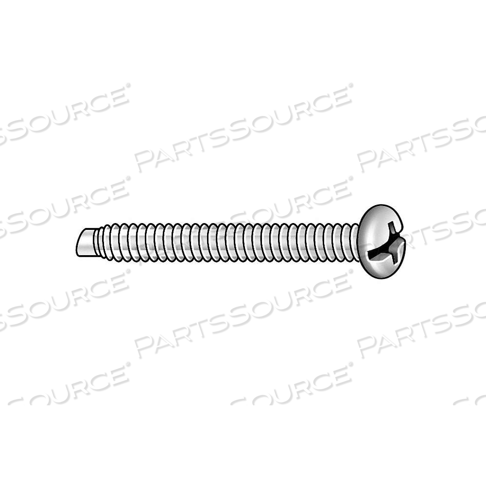 PILOT POINT MACHINE SCREW, #6-32 THREAD SIZE, 1/2 IN LG, 18-8 STAINLESS STEEL, PLAIN, PAN by Approved Vendor