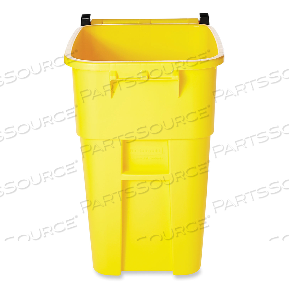 SQUARE BRUTE ROLLOUT CONTAINER, 50 GAL, MOLDED PLASTIC, YELLOW by Rubbermaid Medical Division