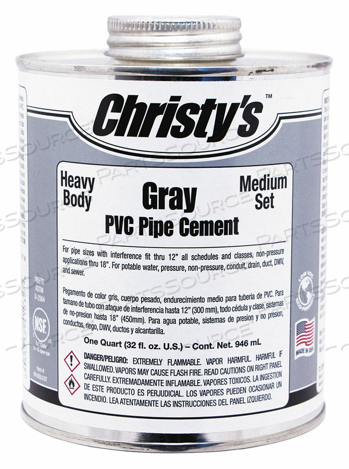 PIPE CEMENT GRAY 8 OZ. by Christy's PIPE CEMENT GRAY 8 OZ. by Christy's