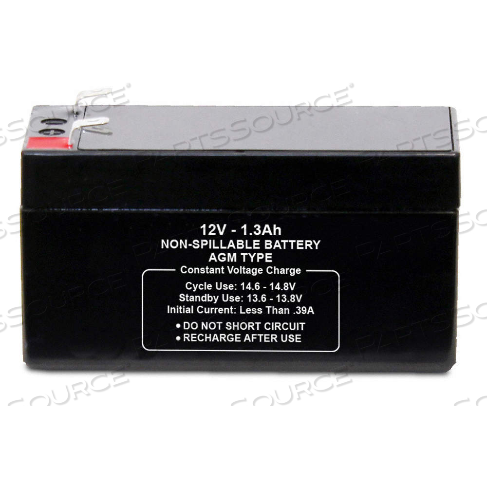 SEALED LEAD ACID BATTERY, 12V DC, 1.3 AH CAPACITY, 2.09 IN HT, 1.7 IN WD, 3.82 IN DP by Approved Vendor SEALED LEAD ACID BATTERY, 12V DC, 1.3 AH CAPACITY, 2.09 IN HT, 1.7 IN WD, 3.82 IN DP by Approved Vendor
