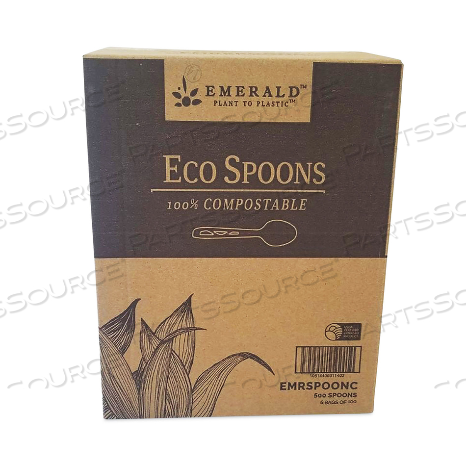 PLANT TO PLASTIC COMPOSTABLE CUTLERY, SPOON, WHITE, 1,000/CARTON 