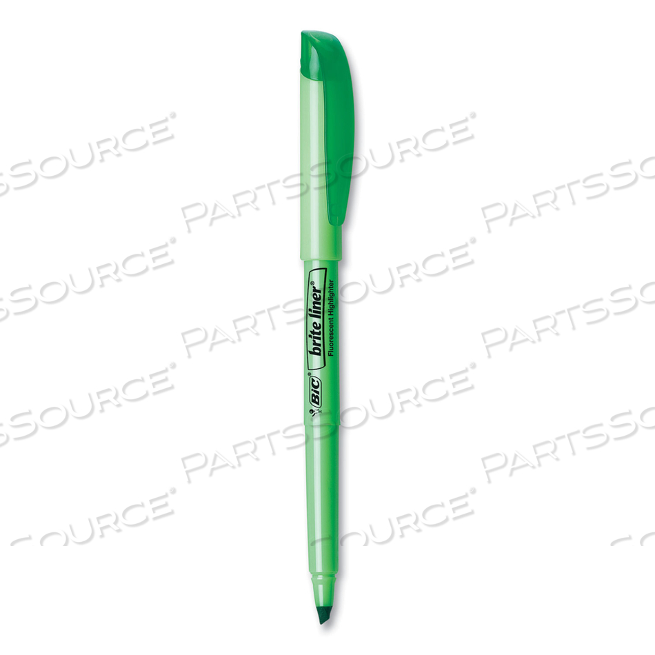 BRITE LINER HIGHLIGHTER WITH POCKET CLIP, CHISEL TIP, GREEN INK, DOZEN by BIC BRITE LINER HIGHLIGHTER WITH POCKET CLIP, CHISEL TIP, GREEN INK, DOZEN by BIC