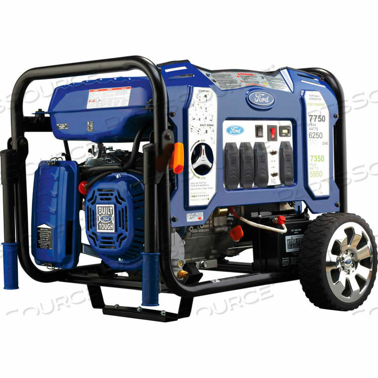 FORD, 6250/6000 WATTS, PORTABLE GENERATOR, GASOLINE/LP, ELECTRIC/RECOIL START, 120/240V 