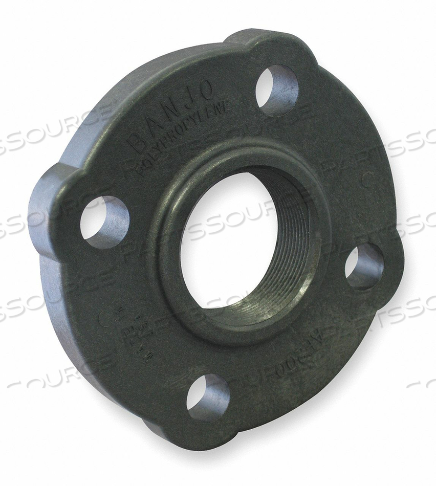 FLANGE, 2 IN FITTING PIPE SIZE, SCHEDULE 80, FEMALE NPT, 150 PSI, 4 BOLT HOLES, BLACK by Banjo FLANGE, 2 IN FITTING PIPE SIZE, SCHEDULE 80, FEMALE NPT, 150 PSI, 4 BOLT HOLES, BLACK by Banjo