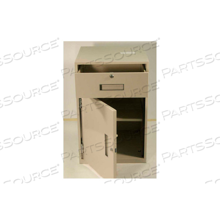 LOWBOY TELLER PEDESTAL CABINET - 1 DRAWER RIGHT HINGED DOOR 19 X 19 X 27-7/8 BLACK by Fenco LOWBOY TELLER PEDESTAL CABINET - 1 DRAWER RIGHT HINGED DOOR 19 X 19 X 27-7/8 BLACK by Fenco