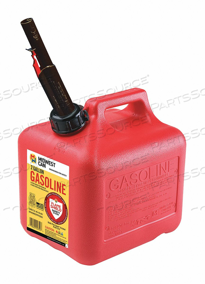 GAS CAN 2 GAL. SELF RED HDPE 9-3/4 H by Midwest Can GAS CAN 2 GAL. SELF RED HDPE 9-3/4 H by Midwest Can