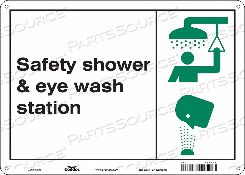 SAFETY SIGN, HORIZONTAL RECTANGLE, NUMBER OF PRINTED SIDES 1, ENGLISH, SIGN FORMAT OTHER FORMAT, SIGN LEGEND SAFETY SHOWER & EYE WASH STATIO by Condor SAFETY SIGN, HORIZONTAL RECTANGLE, NUMBER OF PRINTED SIDES 1, ENGLISH, SIGN FORMAT OTHER FORMAT, SIGN LEGEND SAFETY SHOWER & EYE WASH STATIO by Condor