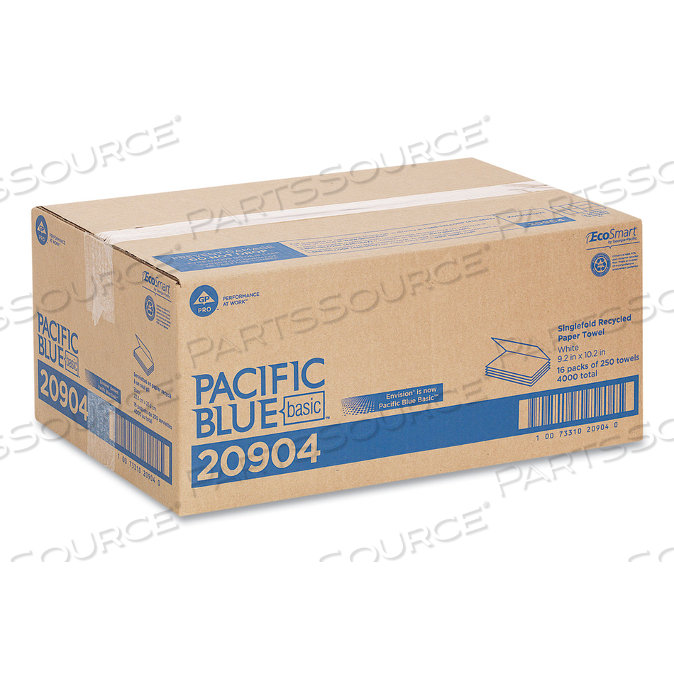 PACIFIC BLUE BASIC S-FOLD PAPER TOWELS, 10.25 X 9.25, WHITE by Georgia-Pacific
