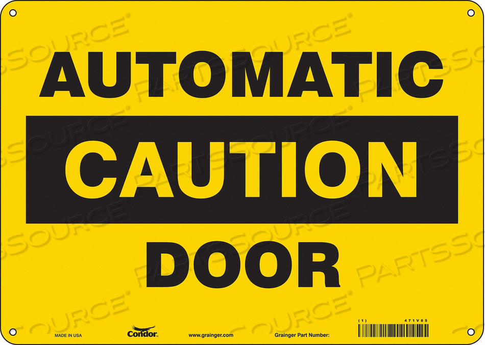 SAFETY SIGN, HORIZONTAL RECTANGLE, NUMBER OF PRINTED SIDES 1, ENGLISH, SIGN FORMAT OTHER FORMAT, SIGN LEGEND AUTOMATIC DOOR, SIGN LEGEND BAC by Condor SAFETY SIGN, HORIZONTAL RECTANGLE, NUMBER OF PRINTED SIDES 1, ENGLISH, SIGN FORMAT OTHER FORMAT, SIGN LEGEND AUTOMATIC DOOR, SIGN LEGEND BAC by Condor