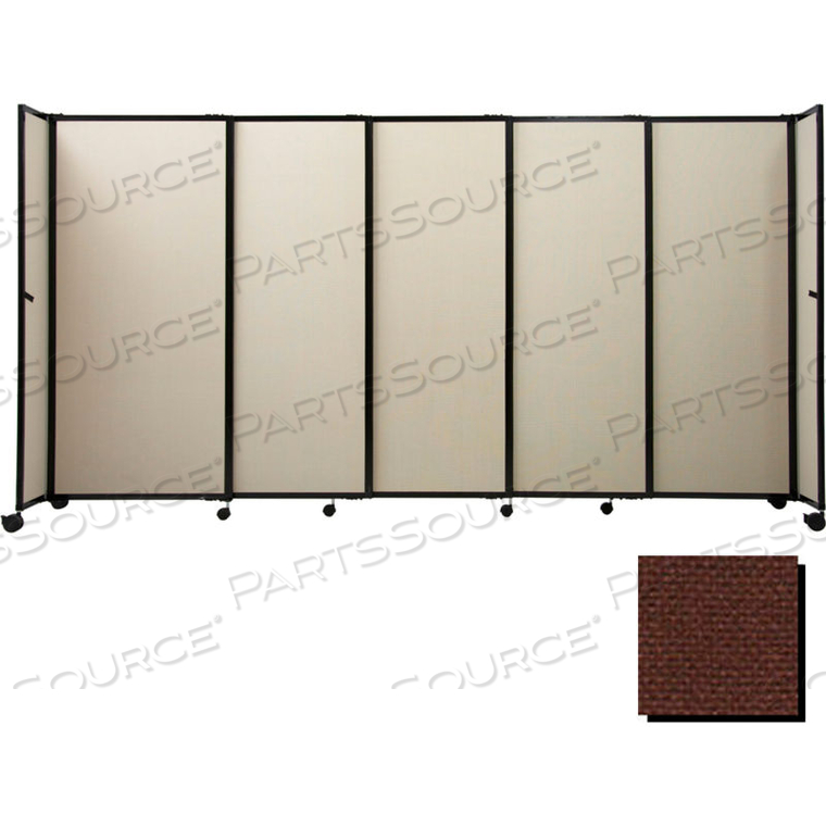 PORTABLE SLIDING PANEL ROOM DIVIDER, 5'X11'3" FABRIC, CHOCOLATE BROWN 