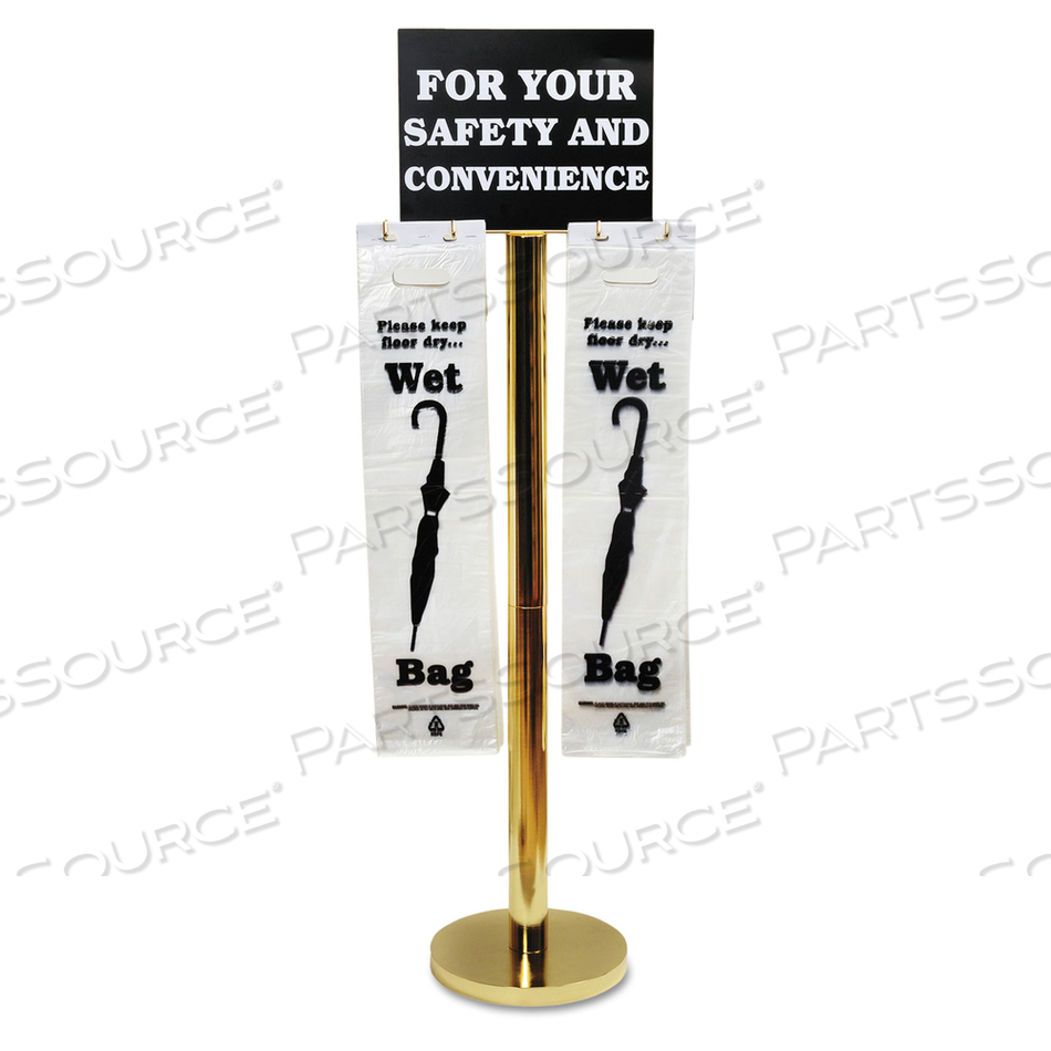 WET UMBRELLA BAG STAND, 16W X 12D X 54.5H, BRASS/BLACK/WHITE by Tatco