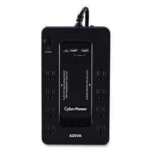 STANDBY SERIES ST625U, UPS, AC 96-140 V, 360 WATT, 625 VA, 5.5 AH, USB, OUTPUT CONNECTORS: 8, BLACK by CyberPower STANDBY SERIES ST625U, UPS, AC 96-140 V, 360 WATT, 625 VA, 5.5 AH, USB, OUTPUT CONNECTORS: 8, BLACK by CyberPower