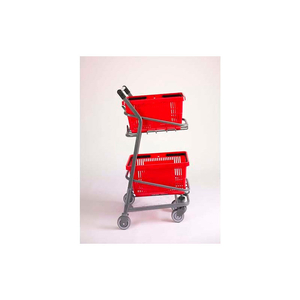 EZCART BASKET CART FOR (2) 28 GALLON PLASTIC SHOPPING BASKETS, METALLIC GRAY by Versacart Systems, Inc.