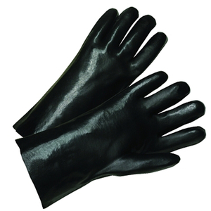 PVC COATED GLOVES, STANDARD SMOOTH GRIP, COTTON-KNIT INTERLOCK LINING, 12 IN, LARGE, BLACK by Anchor