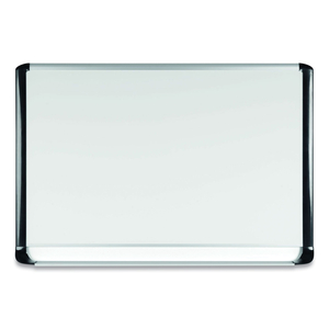 LACQUERED STEEL MAGNETIC DRY ERASE BOARD, 48 X 72, SILVER/BLACK by MasterVision