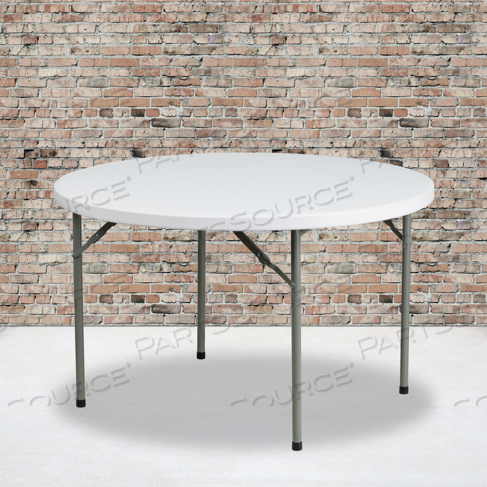 ELON 4-FOOT ROUND GRANITE WHITE PLASTIC FOLDING TABLE by Flash Furniture ELON 4-FOOT ROUND GRANITE WHITE PLASTIC FOLDING TABLE by Flash Furniture