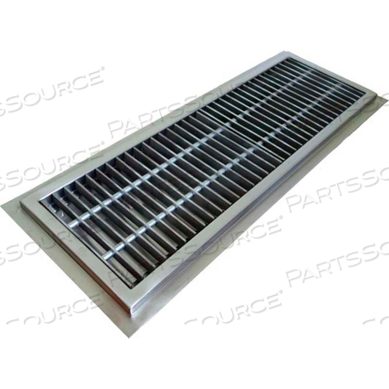 FLOOR TROUGH 18"W X 36"L X 4"D WITH STAINLESS STEEL GRATING & 1 CENTER DRAIN 