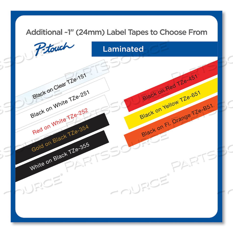 TZE STANDARD ADHESIVE LAMINATED LABELING TAPE, 0.94" X 26.2 FT, BLACK ON CLEAR by Brother
