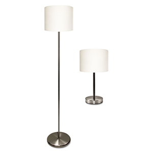 SLIM LINE LAMP SET, TABLE 12.63" HIGH AND FLOOR 61.5" HIGH, SILVER by Ledu