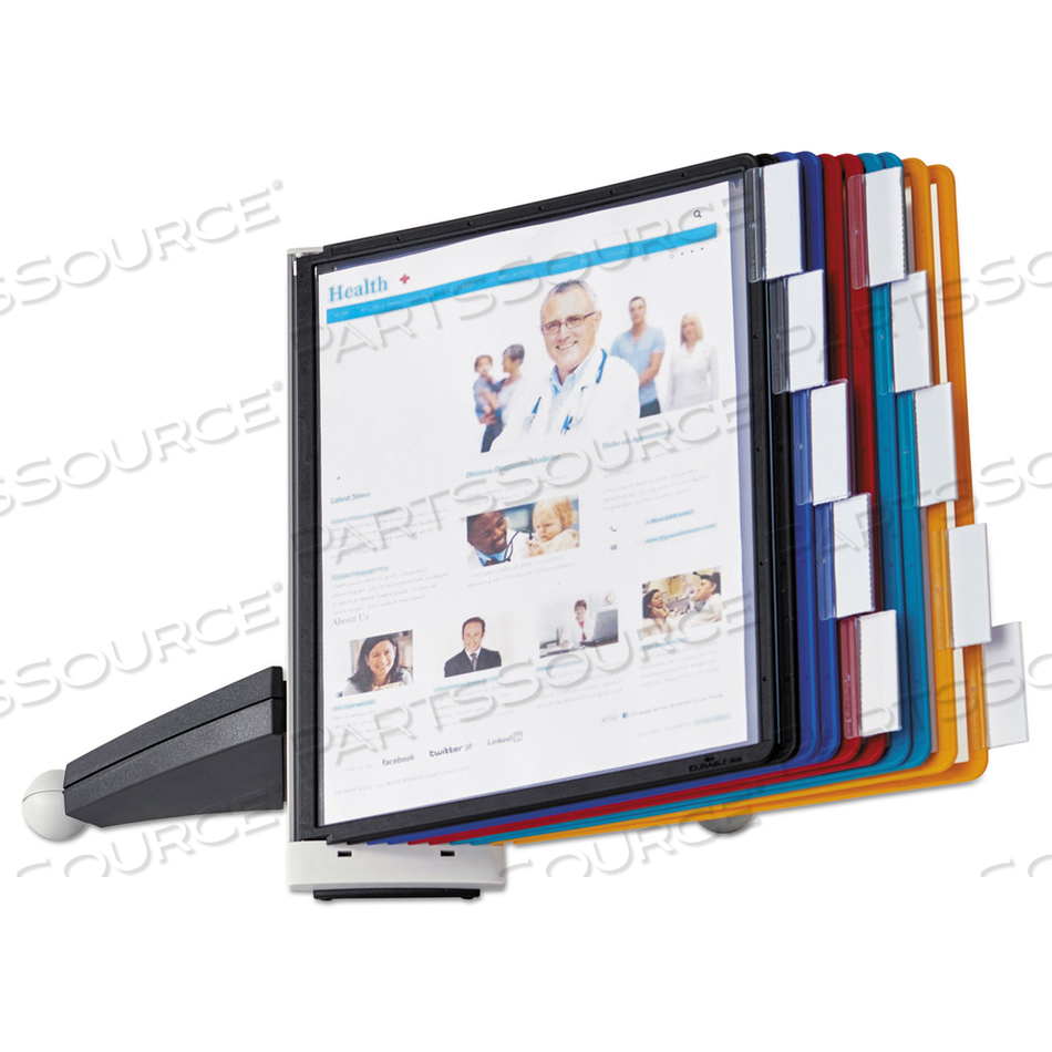 SHERPA DESK REFERENCE SYSTEM, 10 PANELS, 10 X 5.63 X 13.88, ASSORTED BORDERS by Durable