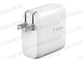 BOOST CHARGE DUAL GAN, WALL CHARGER, 68 WATT, FAST CHARGE, PD, 2 OUTPUT CONNECTORS (USB-C), WHITE by Belkin BOOST CHARGE DUAL GAN, WALL CHARGER, 68 WATT, FAST CHARGE, PD, 2 OUTPUT CONNECTORS (USB-C), WHITE by Belkin