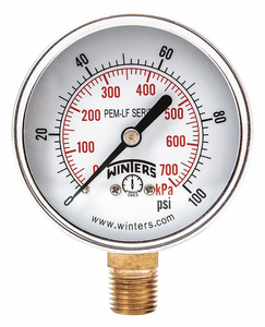 J1380 GAUGE PRESSURE 0 TO 100 PSI 2-1/2 IN. by Winters Instruments J1380 GAUGE PRESSURE 0 TO 100 PSI 2-1/2 IN. by Winters Instruments