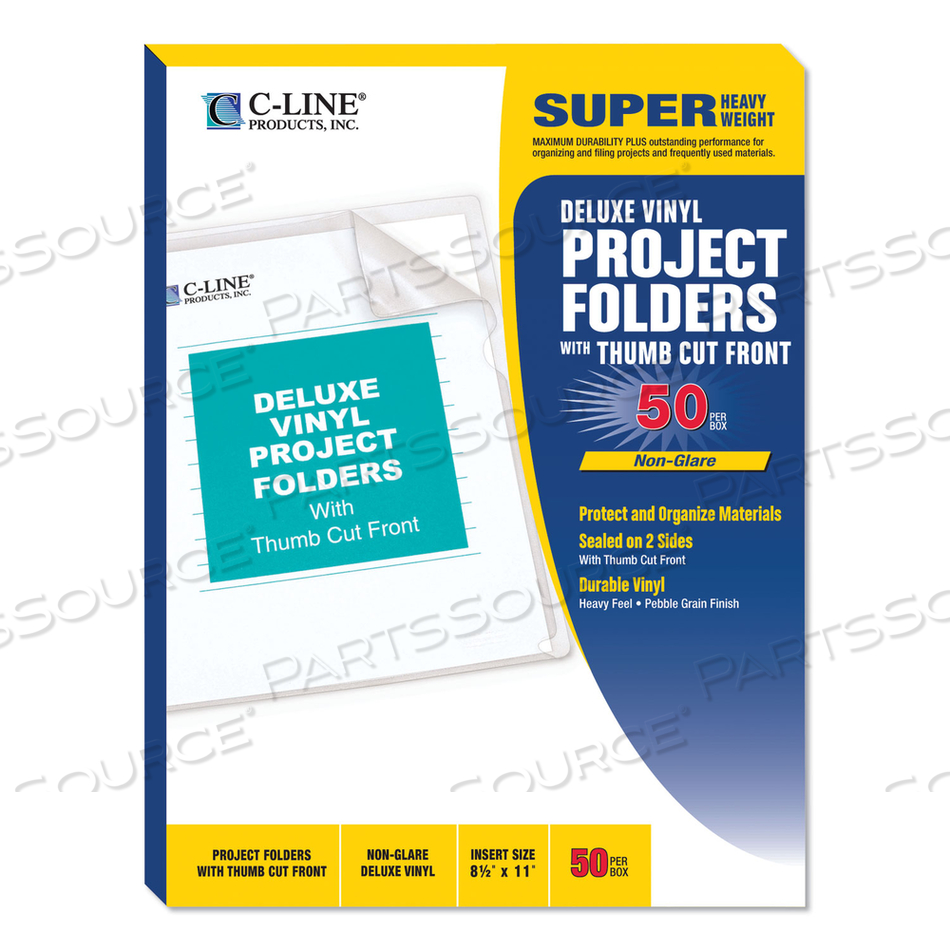 DELUXE NON-GLARE VINYL PROJECT FOLDERS, 11 X 8 1/2, 50/BX by C-Line