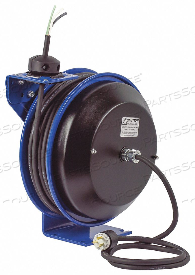 POWER CORD SPRING REWIND REEL, LESS ACCESSORY, 50' CORD, 12/3 by Coxreels