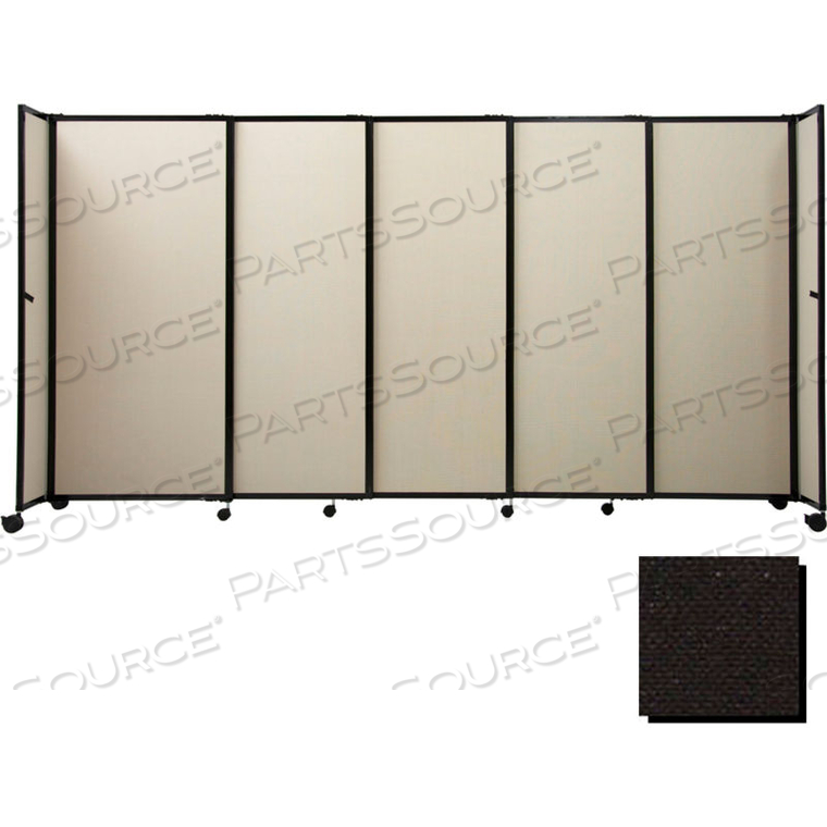 PORTABLE SLIDING PANEL ROOM DIVIDER, 6'10"X15'6" FABRIC, BLACK 