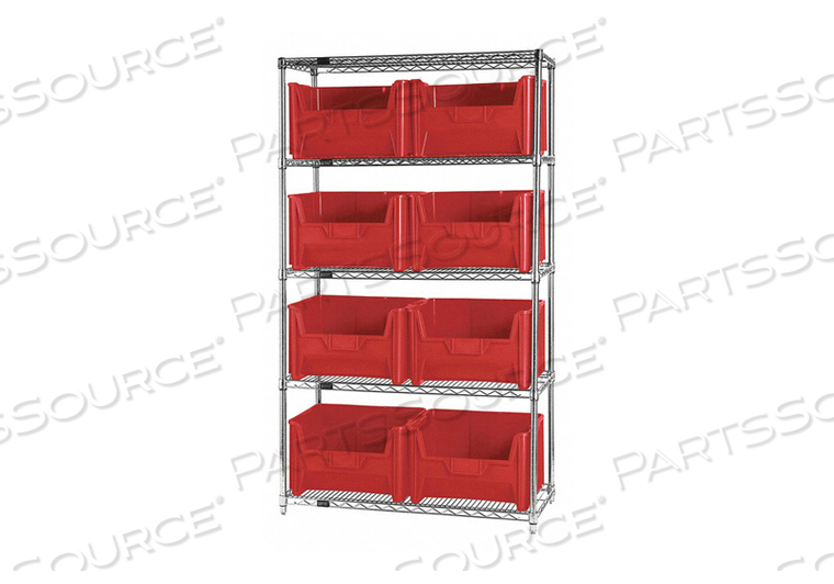 F1591 BIN SHELVING 74 OVERALL H 8 BINS RED by Quantum Storage Systems F1591 BIN SHELVING 74 OVERALL H 8 BINS RED by Quantum Storage Systems