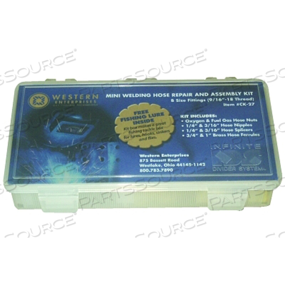 HOSE REPAIR KIT, A-SIZE FITTINGS, OXYGEN/FUEL GAS HOSE NUTS, 3/16 IN HOSE ID by Western Enterprises
