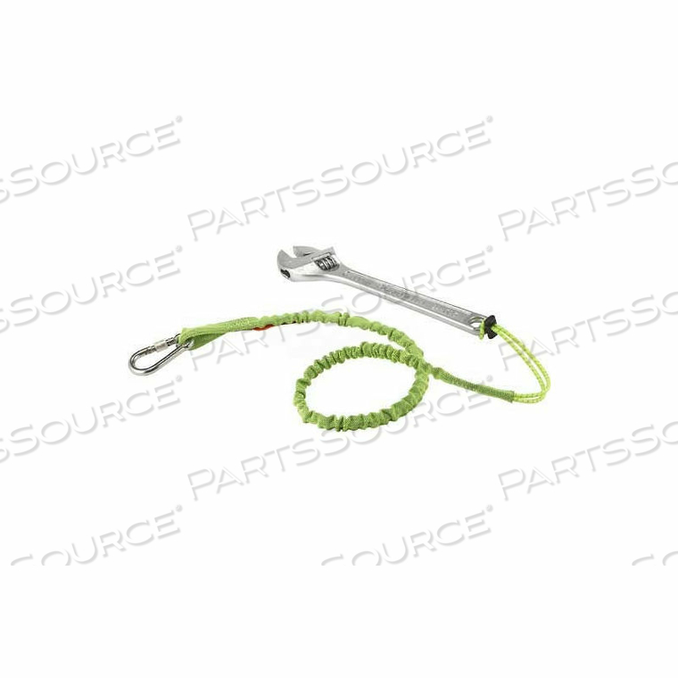 SQUIDS STAINLESS STEEL SINGLE CARABINER, 15 LBS., EXTENDED, LIME 