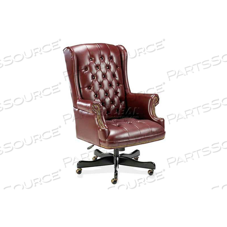 LORELL TRADITIONAL EXECUTIVE SWIVEL CHAIR, 30"W X 32"D X 46"H, OXBLOOD VINYL SEAT 